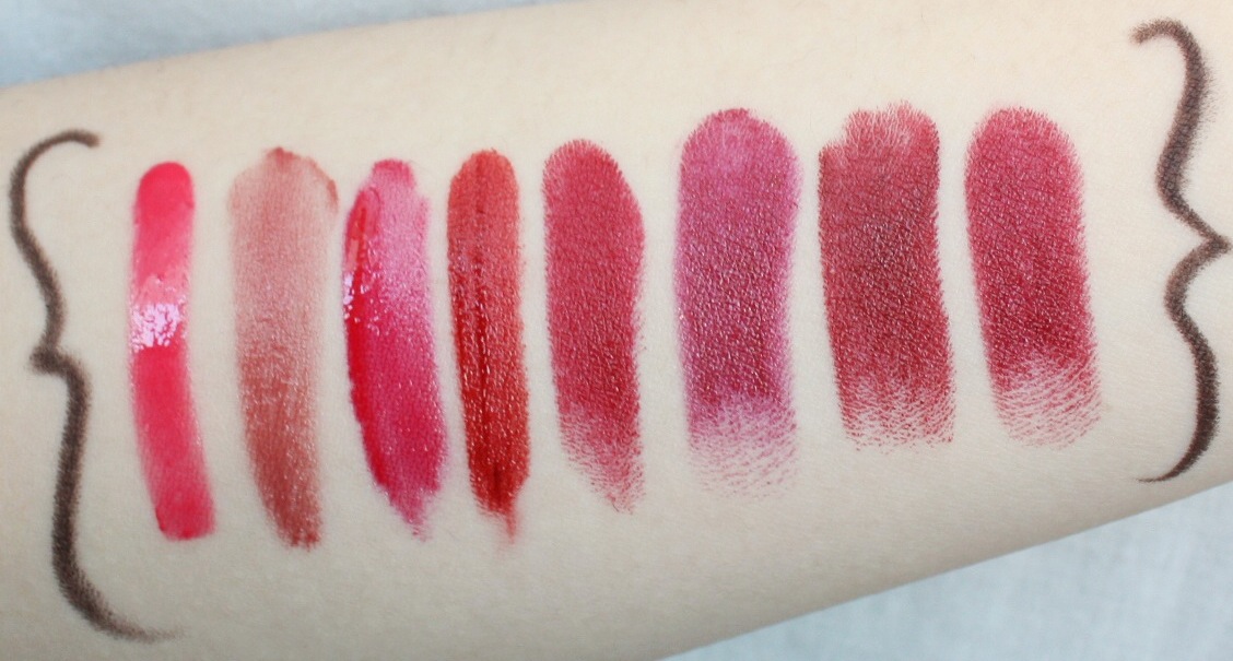 theNotice - Red lipstick and gloss swatches B - theNotice