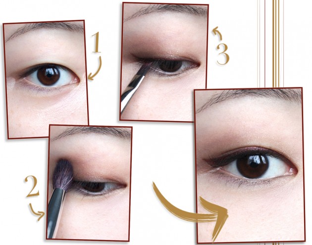 Step by step burgundy winged liner tutorial