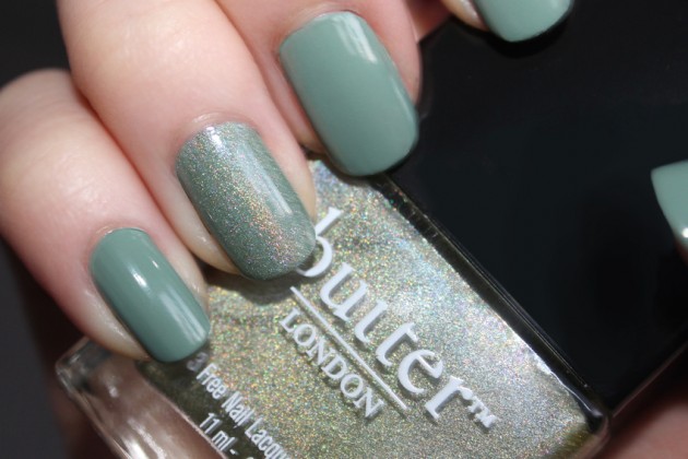 butter LONDON Trustafarian + YSL Jade Imperial swatch