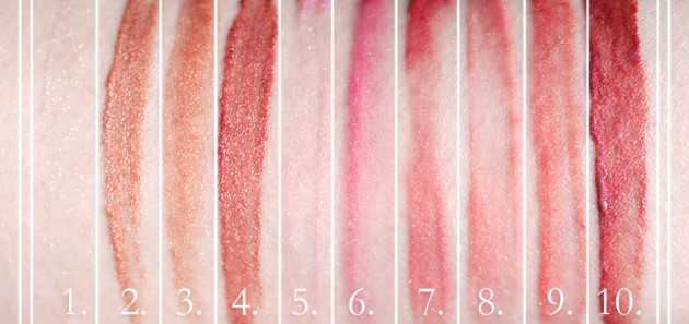 Marcelle Lux Gloss swatches review - labelled