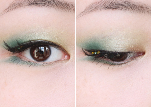 shu uemura brave beauty green eyeshadow makeup look