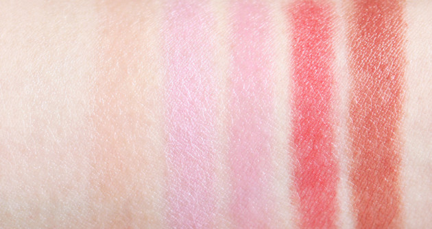 Annabelle Lipsies swatches - cinnamon, gingerbread, peppermint, chocolate, candy cane, marshmallow
