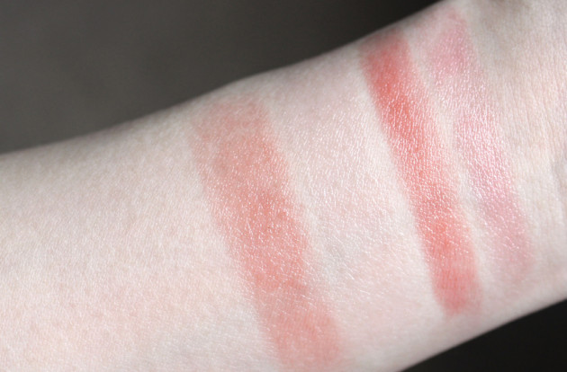 Burt's Bees Hibiscus, Blush Orchid, Apricot, Grapefruit swatches