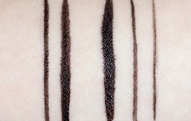 MUFE Graphic Liner swatches review, Marcelle Double Precision