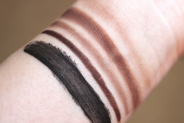 Rodial swatches eye sculpt, smokey eye pen, glamolash