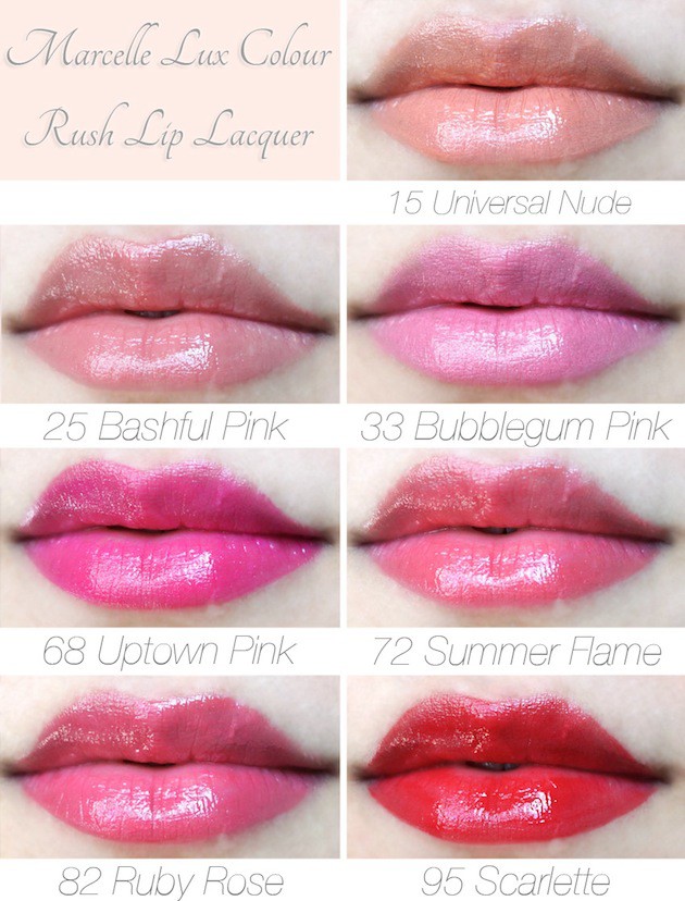 Marcelle Lux Colour Rush lacquer swatches review
