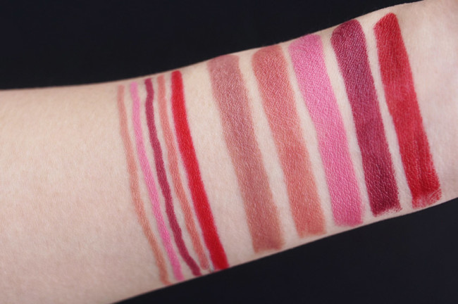 Marcelle Velvet Gel Lipliner, Rouge Xpression lipstick swatches, review