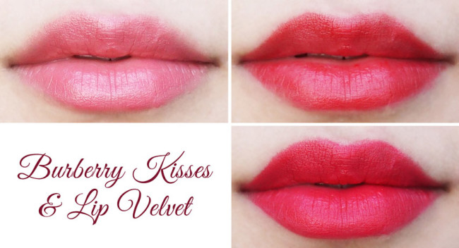 Burberry kisses pink peony military red swatch review
