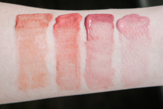 physicians formula dewy blush elixir swatches peach apricot berries pink berry